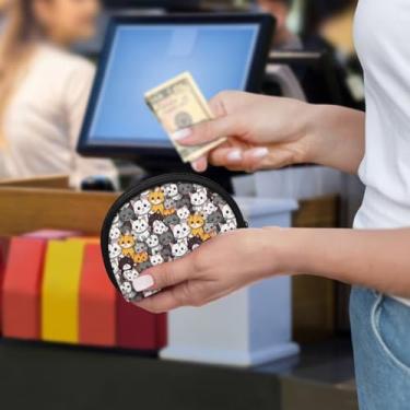 Imagem de Bolsa de moedas pequena para mulheres e homens com zíper em volta da carteira leve, Quebra-cabeça de gato, Porta-moedas