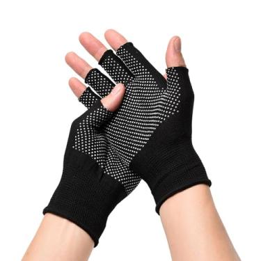 Imagem de Luvas de trabalho leves para homens e mulheres, meio dedo, respiráveis, sem dedos, para construção, nylon, fitness, ciclismo, motocicleta