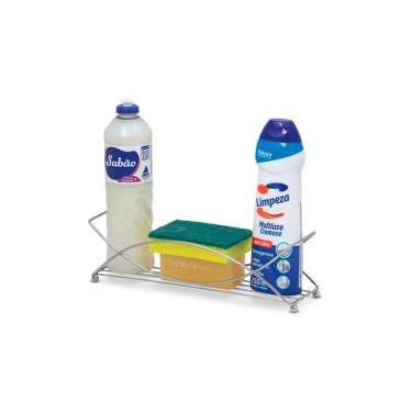 Imagem de Porta Detergente Duplo Organizador de Pia Sabao Bucha Metal
