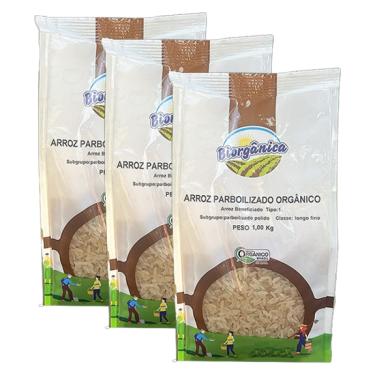 Imagem de Kit 3X: Arroz Parboilizado Orgânico Biorgânica 1kg