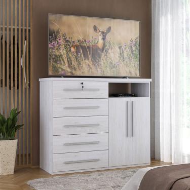 Imagem de Cômoda Grande 5 Gavetas 2 Portas e fechadura 1201 Ilan Carvalho