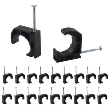 Imagem de Hordion 20 peças de meia braçadeira J-Hook com prego, suporte de grampo de tubo de 3/10.2 cm para fio de fixação de tubo PEX de 3/10.2 cm