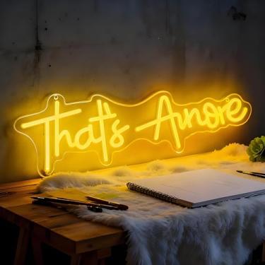 Imagem de Neonawall Neon Sign for Wall Decor Light Up Letters Business Led Sign Birthday Party Gifts Led Decorative Night Signs Room Decor Birthday Party Signs for Pizza Restaurant Bar Wedding (That’s Amore)
