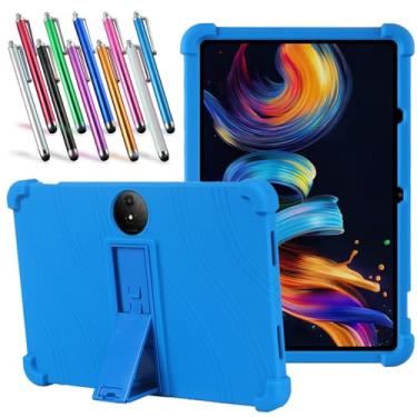 Imagem de elitegadget Capa para tablet WXUNJA C5 11 polegadas/TUOHAITIME C5/COLORROOM C5/JIKOCXN C5/aiprotablet C5 11 lnch Android Tablet - Capa de silicone leve com suporte com 1 caneta stylus aleatória (azul)