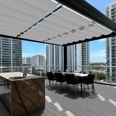 Imagem de INFRANGE Toldo retrátil de 9,5 cm x 40,6 cm, toldo de toldo de pérgula para pátio, varanda, jardim, quintal, cinza claro