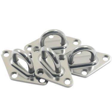 Imagem de Unlorspy 4 peças de placa de olho de almofada de diamante, 80 mm x 50 mm, ferragens de suspensão resistentes à corrosão, travas de gancho de ferragens marítimas para barco/rede/balanço marítimo