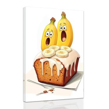 Imagem de ZXHYWYM Arte de parede em tela de cozinha engraçada, imagens de arte de alimentos caprichosas, pintura de frutas, vegetais, impressões de pôsteres humorísticos para decoração de cozinha e sala de