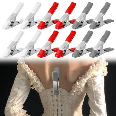 Imagem de Yudlto Pacote com 12 clipes para roupas, grampos para ajuste, costura resistente e clipes de tecido para vestido de noiva, costureira, manequim, encaixe de vestido de noiva, designers de moda e