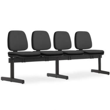 Imagem de Cadeira Longarina 4 Lugares Recepção Sala De Espera Work F02 Sintético