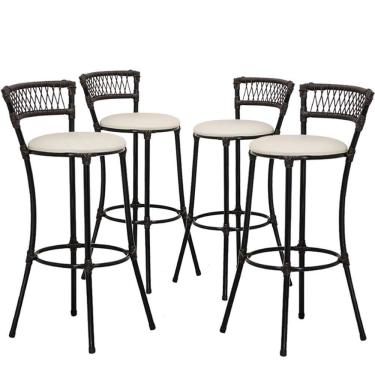 Imagem de Kit Com 6 Banquetas Alta Forts Fibra Uv Bancada, área Goumert, Bar, Piscina, Balcão, Gelo Floral