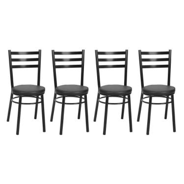 Imagem de Kit 4 Cadeiras Pintadas Pretas Cp80 Debrum Treparoni Preto