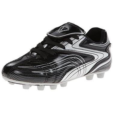 Imagem de Vizari Sapatos de futebol Striker FG | Chuteiras firmes para superfícies e campos ao ar livre | Chuteiras de futebol juvenis leves e fáceis de usar | Preto/Prata | 8 crianças pequenas, Preto/prata, 22