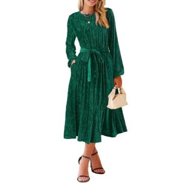 Imagem de Vestido de festa Happy Sailed 2024 de veludo de manga comprida verde