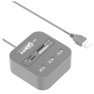 Imagem de Hub 3 Portas Usb 2.0 - Leitor Cartão Micro Sd, M2, Ms Pro Duo Universal