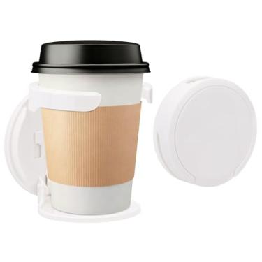 Imagem de Sekonow Pacote com 2 porta-copos dobrável para carro, suporte de parede para bebida, caneca de café, garrafa de água, copo adesivo ou parafuso, organizador para trailer, caminhão, barco, van, (branco)