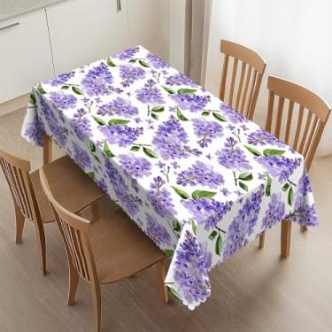 Imagem de HEROARMOUR Toalha de mesa de lavanda lavável lavanda lilás flor toalha de mesa retangular lavanda toalha de mesa para festa piquenique jantar ao ar livre decoração de casa 137 x 182 cm