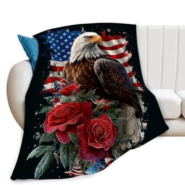 Imagem de Cobertor de águia, bandeira americana, cobertores, presentes para meninas, meninos, crianças, amantes de águia, pelúcia macia e aconchegante de lã para sofá-cama 127 x 101 cm