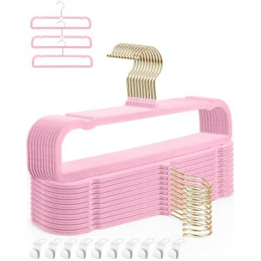 Imagem de Cabide para roupas, calças antiderrapantes de veludo HGYZE, pacote com