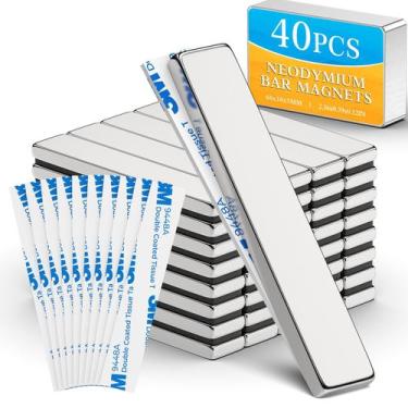 Imagem de Bar Magnet Grtard, pacote com 40 unidades, neodímio 60x10x3mm com ades