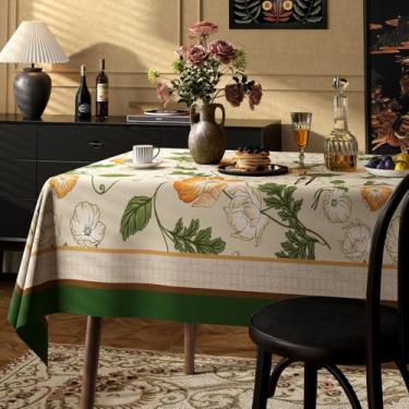 Imagem de Toalha de mesa floral vintage para mesas retangulares estilo francês toalha de mesa rústica com estampa de flores, resistente ao desgaste, vinil impermeável, capa de mesa de PVC para cozinha