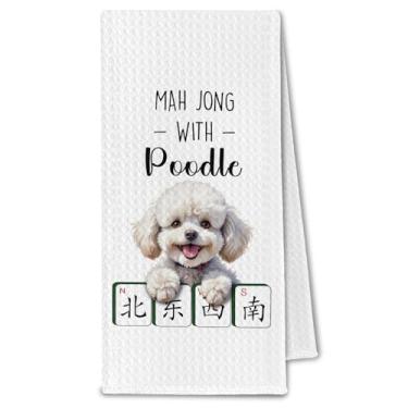 Imagem de ChissNook Toalhas de cozinha Poodle Mahjong, presentes para amantes de cães Poodle para mulheres e homens, Mahjong Mah Jong Toalhas de chá para cozinha banheiro decorativo, 40 x 61 cm