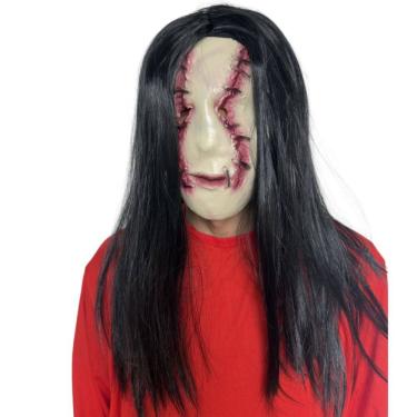 Imagem de Máscara facial Horror Stitched Ghost com resina de cabelo preto 180g