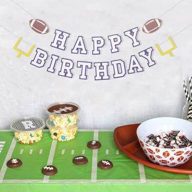 Imagem de Faixa de Feliz Aniversário de Futebol - Decoração de Primeiro Ano, Artigos para Festa de 1º Aniversário com Tema Esportivo