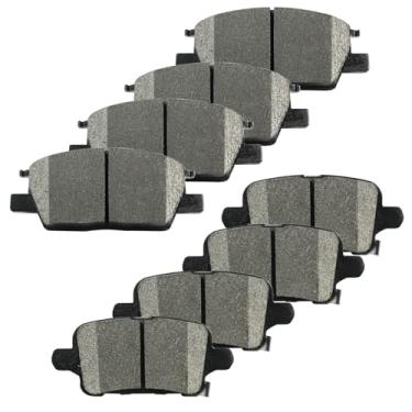 Imagem de Ohivraz Kit de pastilhas de freio de cerâmica, conjunto de substituição de 8 peças de pastilhas de freio dianteiro traseiro para Buick LaCrosse Regal Sportback TourX, Chevy Equinox Malibu, GMC Terrain
