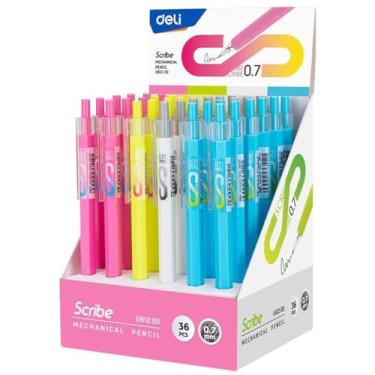 Imagem de Lapiseira, Deli, 0.7 mm, Scribe, com Borracha, 4 Cores, Display com 36