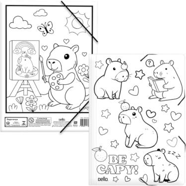 Imagem de Pasta Aba Elástica, Dello, Plástica, Capivara, A4, Be Cappy I, para Colorir, Pacote com 10