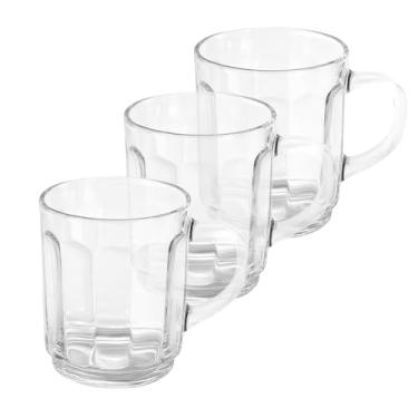 Imagem de Conjunto de 6 Canecas de Vidro Transparente, Design Listrado em Relevo, 250ml, Reutilizável, Taça Cônica com Base, Estilo Clássico, Uso para Vinho, 15cm Altura