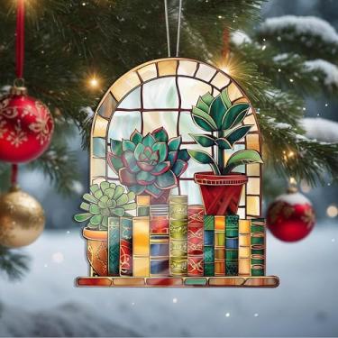 Imagem de Enfeites de Natal para pendurar em cristal, enfeites de árvore de Natal feitos à mão, decoração de carro e casa - presentes de Natal, decoração de artesanato em acrílico, ideias de troca de presentes