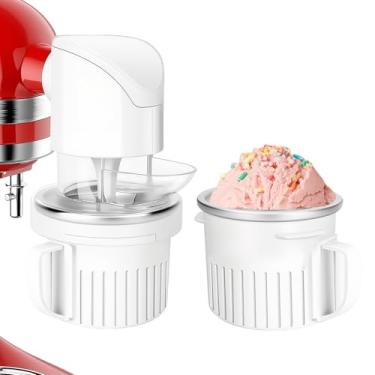Imagem de Acessório de sorvete para batedeira Kitchenaid com tigela congelada de 250 ml, compatível com todas as batedeiras, acessórios recém-projetados para uso fácil, faz sorvete, sorvete e iogurte congelado
