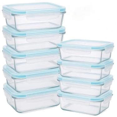 Imagem de Kit 10 Potes Herméticos de Vidro para Marmita com Tampa Trava 370ml Retangulares - Vasilhas Reutilizáveis Premium para Mantimentos, Embalagem Fitness (Substituto Ecológico para Marmita Descartável)(2)