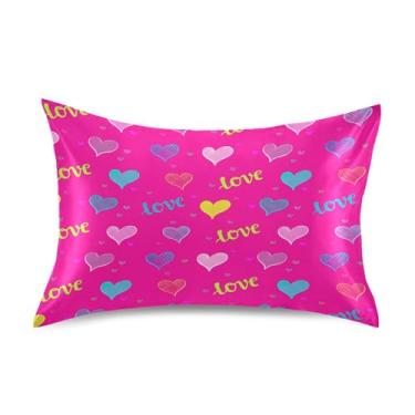 Imagem de SEHANY Capas de almofada de seda para cabelo e pele para o Dia dos Namorados, capas de almofada de cetim respiráveis macias e refrescantes com fecho de envelope, tamanho king (50,8 x 66 cm)