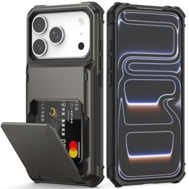 Imagem de Nvollnoe Capa compatível com iPhone 17 Pro com suporte para cartão [loja 5 cartões] capa carteira resistente à prova de choque de camada dupla com compartimento para cartão oculto grande capa de