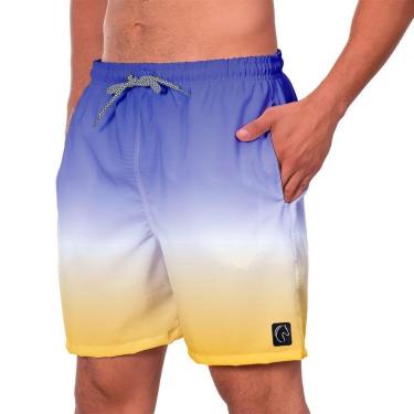 Imagem de Short Praia Premium Masculino Academia Fitness Caminhada Azul Degradê Amarelo-Masculino