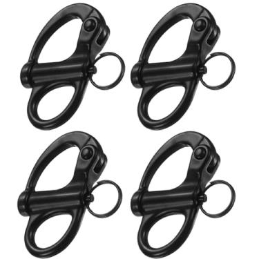 Imagem de Sopepoyie Manilha preta de liberação rápida de 52 mm/5.1 cm, manilha fixa de aço inoxidável 316 para acampamento ao ar livre, navios náuticos, manilha de içamento industrial, manilha de liberação