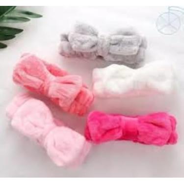 Imagem de Faixa de Cabelo Spa com Laço, Tecido Macio, Múltiplas Cores para Maquiagem e Cuidados com a Pele, Rosa, Vermelho, Azul, Cinza