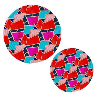 Imagem de Wassud Trivet de padrão abstrato para pratos quentes suportes de panela redondos de algodão almofadas quentes elegantes porta-copos decoração de cozinha e acessórios, 2 peças