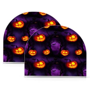 Imagem de Wassud Abóboras de Dia das Bruxas Porta-guardanapos de acrílico, dispensador de guardanapos de papel moderno em forma de U para mesa, cozinha, sala de jantar, bancada 2 peças (comporta 50-60