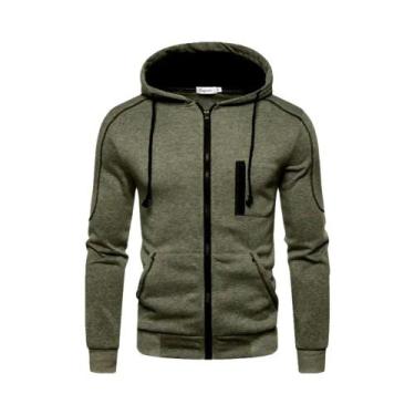 Imagem de Moletom Masculino Com Bloco De Cores Preto Branco Verde Militar Vermel