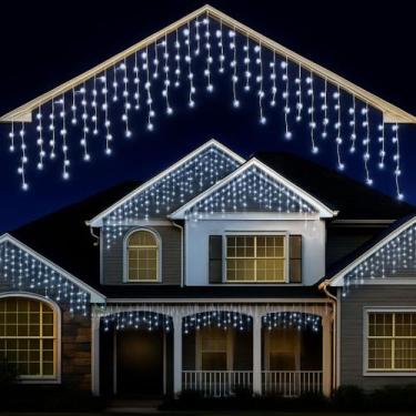 Imagem de Cascata 200 Led 8 Funções 5 Metros Decoração Natal Sacada - V8, Branco