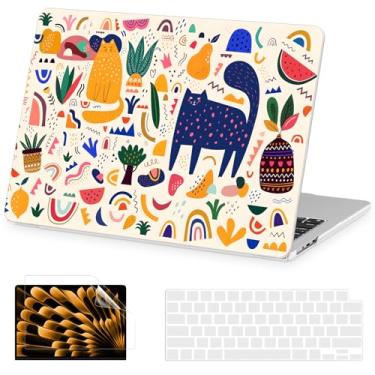 Imagem de AKIT Capa compatível com MacBook Air de 13 polegadas 2025 2024-2022 M4 M3 M2 A3240 A3113 A2681, capa rígida de padrão exclusivo para laptop + protetor de tela + capa de teclado para MacBook Air de
