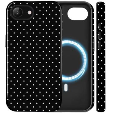Imagem de Amzfield Capa para iPhone 16e compatível com Magsafe Cute Polka Dot Aesthetic Magnetic Design Women Girls Fall Chic Girly Pretty Dual Layer Hybrid Protection Elegant Case para iPhone 16 e, preta
