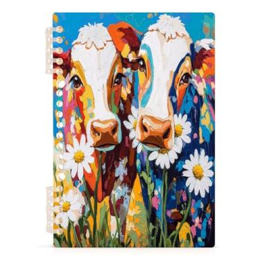 Imagem de Burbuja Caderno de pintura de margarida de vaca, papel pautado universitário A5 com 60 folhas, caderno de anotações para diário, trabalho, escritório, 1 pacote