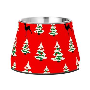 Imagem de Burbuja Tigela de árvore de Natal para cães de aço inoxidável para comida e água, antiderrapante para cães médios e gatos, 590 ml