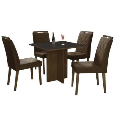Imagem de Mesa de Jantar Los Angeles 90x90cm em Linho com 4 Cadeiras Minas Plac 
