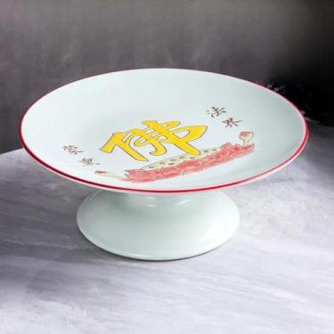 Imagem de FENNYYAR Ceramics Make Offerings To Buddha Fruit Platter, 18 cm 18.0 cm, prato de oferta frontal de Buda doméstico