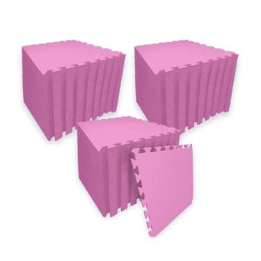 Imagem de SELLER Tapete de Encaixe em EVA – 96 peças 50×50 cm, 5mm espessura, superfície antiderrapante, modular tipo quebra-cabeça, com bordas, piso infantil, academia, brinquedoteca, proteção contra impacto e conforto (Rosa)